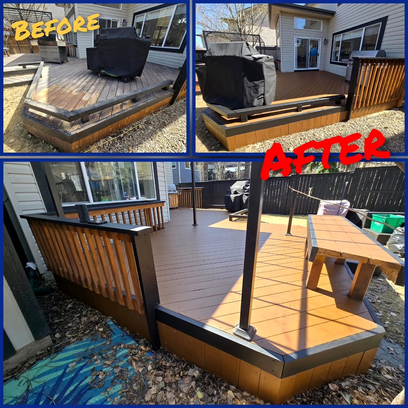 Deck staining before and after