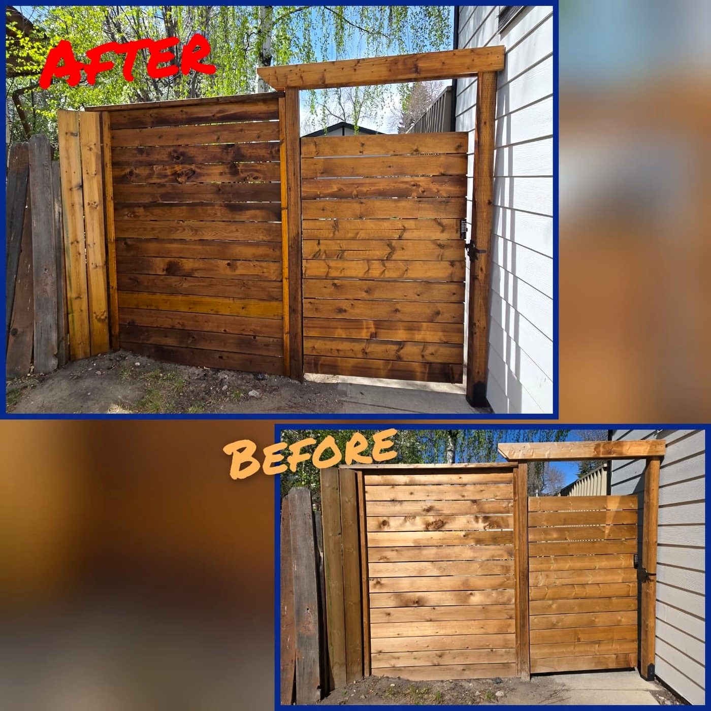 Fence gate staining