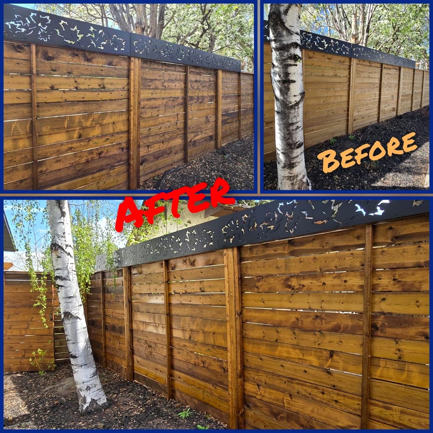 Fence before after stain